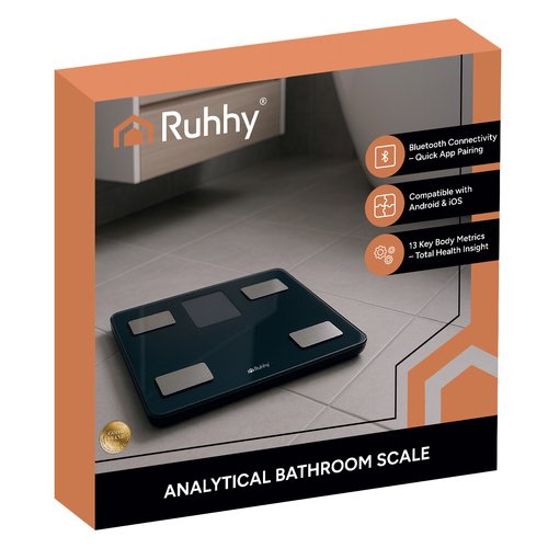 Ruhhy 20675 Analytická osobní váha 226 kg, BMI, černá