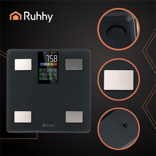 Ruhhy 20675 Analytická osobní váha 226 kg, BMI, černá