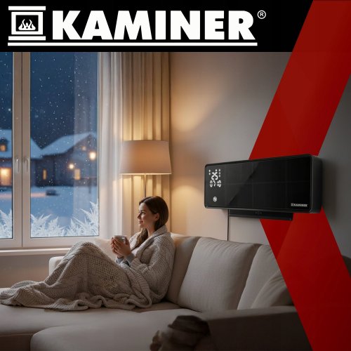Kaminer 26399 Nástěnný teplovzdušný ventilátor ZELVION s Wifi, 2000 W, černá  