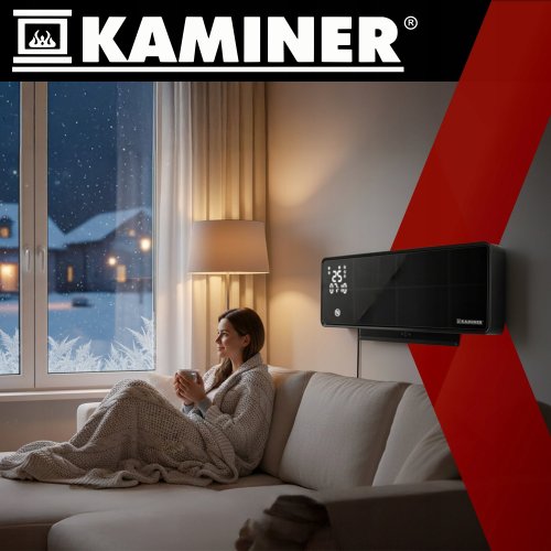 Kaminer 26399 Nástenný teplovzdušný ventilátor ZELVION s Wifi, 2000 W, čierny