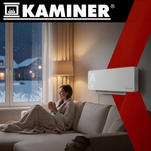 Kaminer 26398 Nástěnný teplovzdušný ventilátor ZELVION s Wifi, 2000 W, bílá   