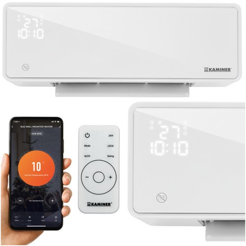 Kaminer 26398 Nástěnný teplovzdušný ventilátor ZELVION s Wifi, 2000 W, bílá   