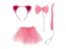 Kruzzel 26517 Karnevalový kostým kočka 3 - 10 let, růžová