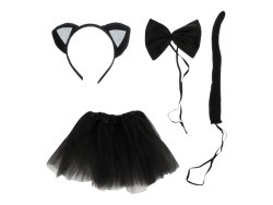 Kruzzel 26518 Karnevalový kostým kočka 3 - 10 let, černá