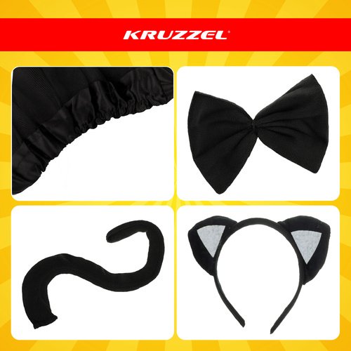 Kruzzel 26518 Karnevalový kostým kočka 3 - 10 let, černá