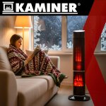 Kaminer 26401 Sloupový elektrický ohřívač s efektem plamene, 2000 W, dálkový ovládač