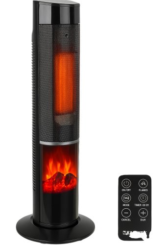 Kaminer 26401 Sloupový elektrický ohřívač s efektem plamene, 2000 W, dálkový ovládač