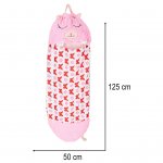 KIK KX3016 Dětský spací pytel a polštář 2 v 1, 125 x 50 cm, růžový s motýli