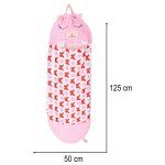 KIK KX3016 Detský spací vak a vankúš 2 v 1, 125 x 50 cm, ružový s motýlikmi