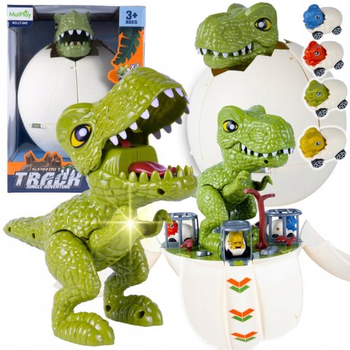 MalPlay Dinosauří vajíčko se závodní dráhou s katapultem, 2 v 1