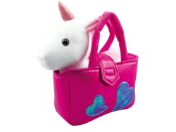 MalPlay Plyšový jednorožec v kabelke 28 cm, biely