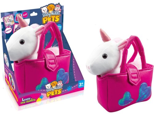 MalPlay Plyšový jednorožec v kabelke 28 cm, biely