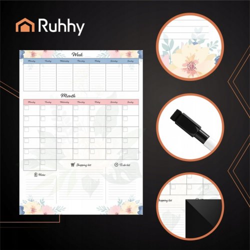 Ruhhy 26716 Magnetický plánovač na lednici 60x45 cm s fixem