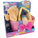 MalPlay Plyšový pejsek v duhové kabelce 23 cm, hnědý