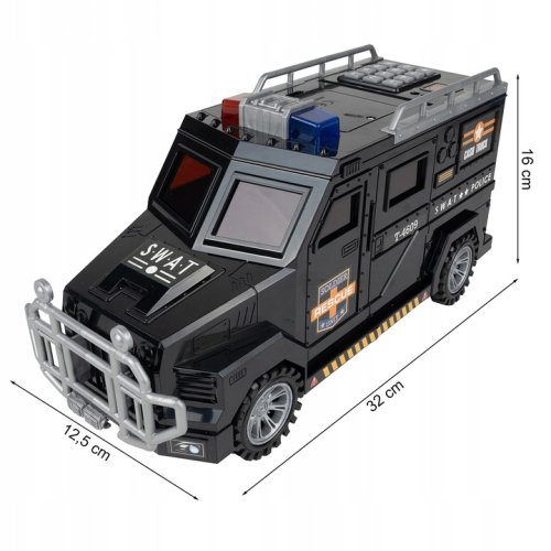 MalPlay Detská pokladnička do auta na ukladanie peňazí pomocou hesla a odtlačku prsta