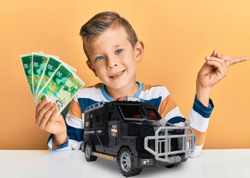 MalPlay Detská pokladnička do auta na ukladanie peňazí pomocou hesla a odtlačku prsta