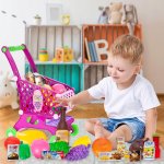 MalPlay Detský vozík na potraviny, ružový