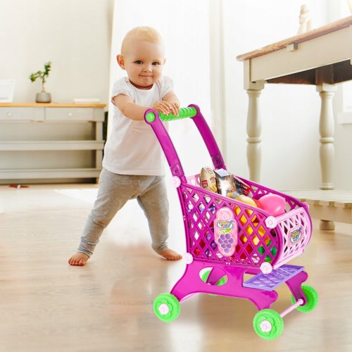 MalPlay Detský vozík na potraviny, ružový