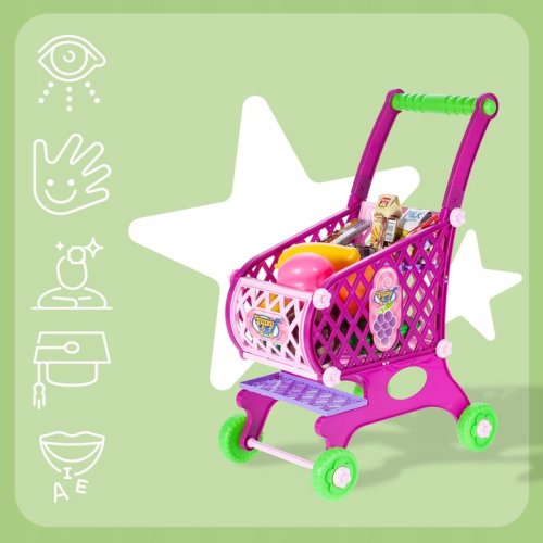 MalPlay Detský vozík na potraviny, ružový