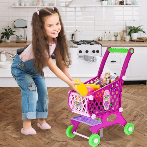 MalPlay Detský vozík na potraviny, ružový