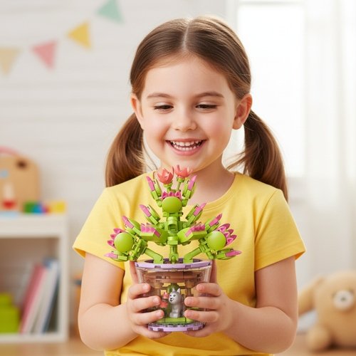 Kruzzel 26459 Kreativní 3D stavebnice Bonsai Květina – 172 dílků