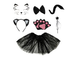 Kruzzel 26745 Karnevalový kostým mačky 3 - 10 rokov, 7-dielny