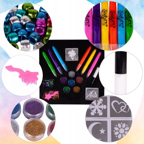 MalPlay Dětské tetování a malování vlasů Tattoo Hair Chalk