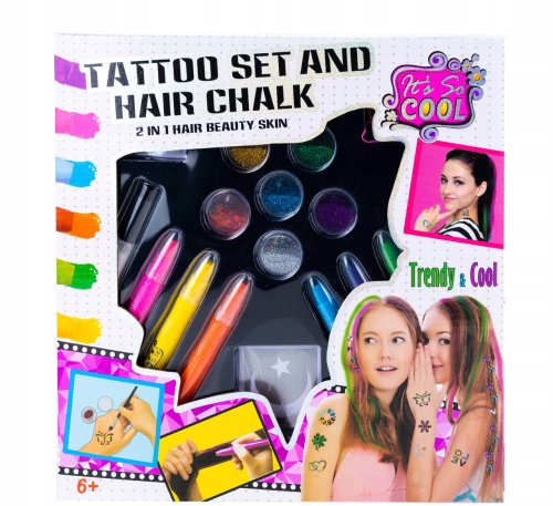 MalPlay Dětské tetování a malování vlasů Tattoo Hair Chalk