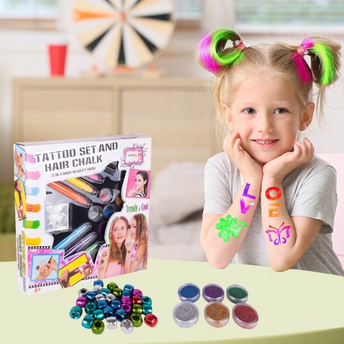 MalPlay Dětské tetování a malování vlasů Tattoo Hair Chalk