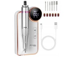 MalTec Bruska na nehty s nástavci, 35 000 rpm, 24W, ND-6, stříbrná