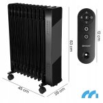 MalTec Olejový radiátor s WiFi, ProOil 2500 W, 11 žeber, černý