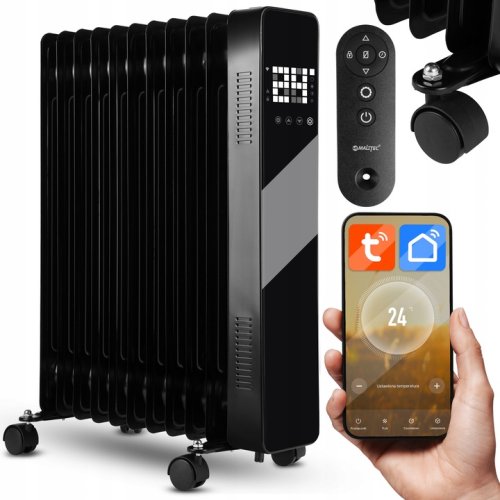 MalTec Olejový radiátor s WiFi, ProOil 2500 W, 11 žeber, černý