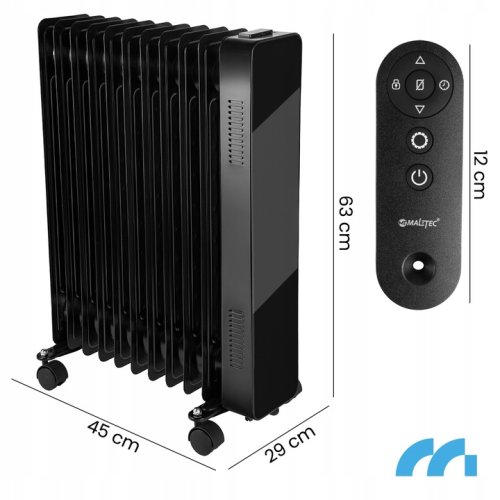 MalTec Olejový radiátor s WiFi, ProOil 2500 W, 11 žeber, černý