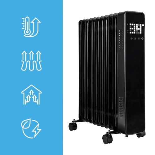 MalTec Olejový radiátor s WiFi, ProOil 2500 W, 11 žeber, černý