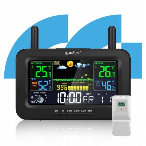 MalTec Meteorologická stanice s barevným displejem, černá 