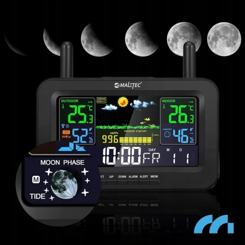 MalTec Meteorologická stanice s barevným displejem, černá 