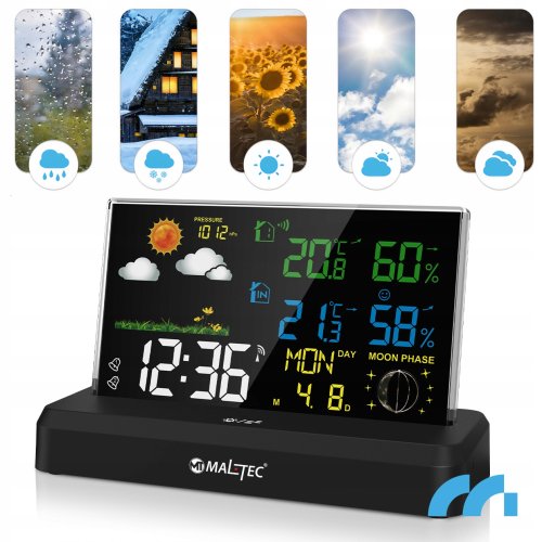 MalTec Meteostanica s farebným displejom, bezdrôtová, čierna
