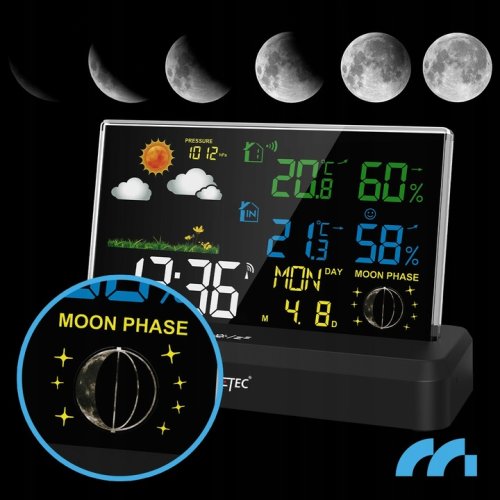 MalTec Meteostanica s farebným displejom, bezdrôtová, čierna