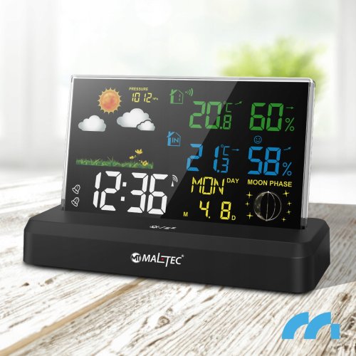 MalTec Meteostanica s farebným displejom, bezdrôtová, čierna