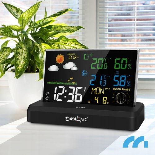 MalTec Meteostanica s farebným displejom, bezdrôtová, čierna