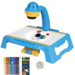 KIK KX2933 Dětský projektor – kreslící stolík se šablonami a fixami, modrá