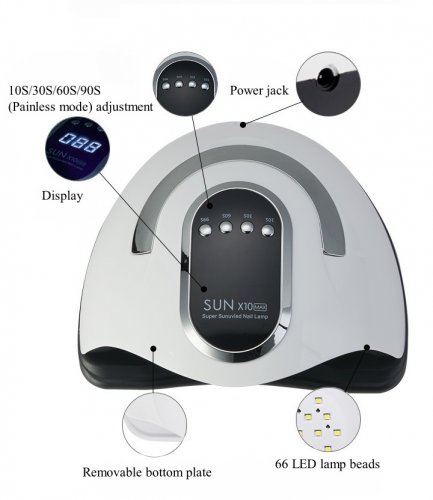 KIK KX3065 UV/LED lampa na nehty SUN X10 MAX – 280 W