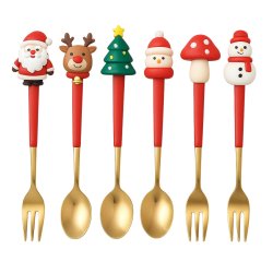 eCa LYZ5 Luxusní vánoční sada lžiček a vidliček, 6 ks