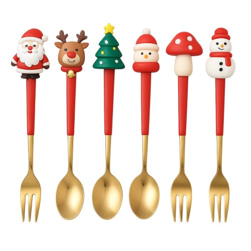 eCa LYZ5 Luxusní vánoční sada lžiček a vidliček, 6 ks