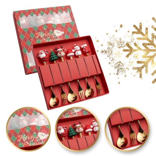 eCa LYZ5 Luxusní vánoční sada lžiček a vidliček, 6 ks