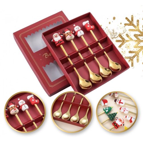 eCa LYZ4 Luxusní vánoční sada lžiček, 4 ks