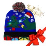 eCa CZ53 LED vianočná čiapka s bambulou, modrá