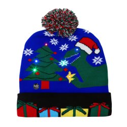 eCa CZ53 LED Vánoční čepice s bambulkou, modrá