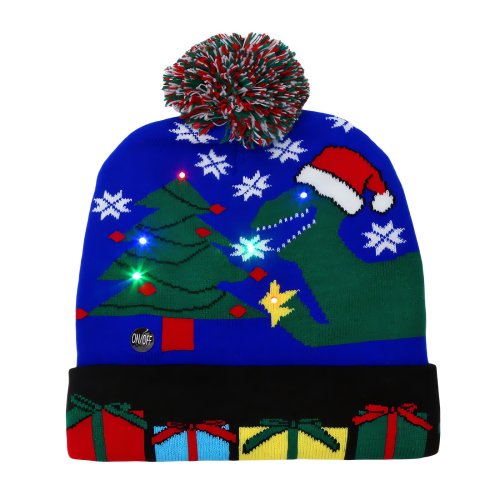 eCa CZ53 LED vianočná čiapka s bambulou, modrá