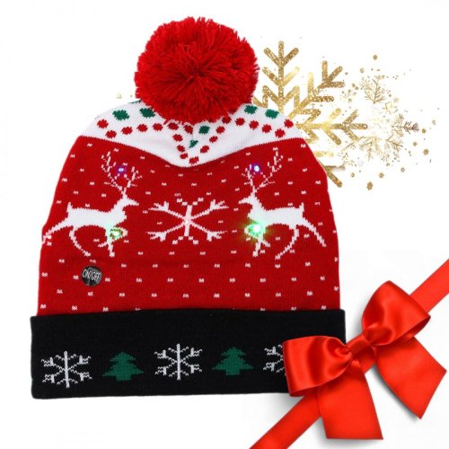 eCa CZ51 LED vianočná čiapka s bambulou, červená